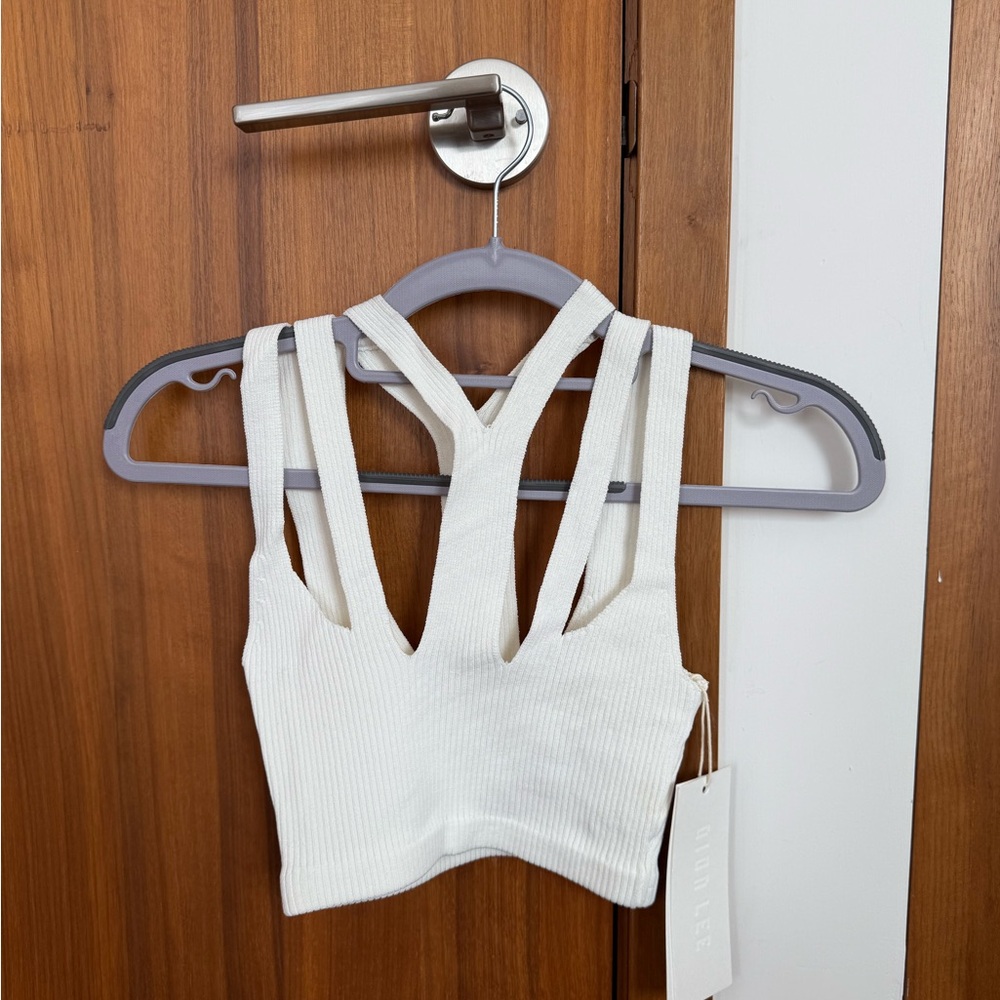 Dion Lee White Multi-Strap Ribbed Crop Camisole